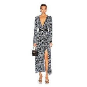 RIXO Anja Twist-Front Leopard-Print Silk-Blend Jersey Maxi Dress Size S